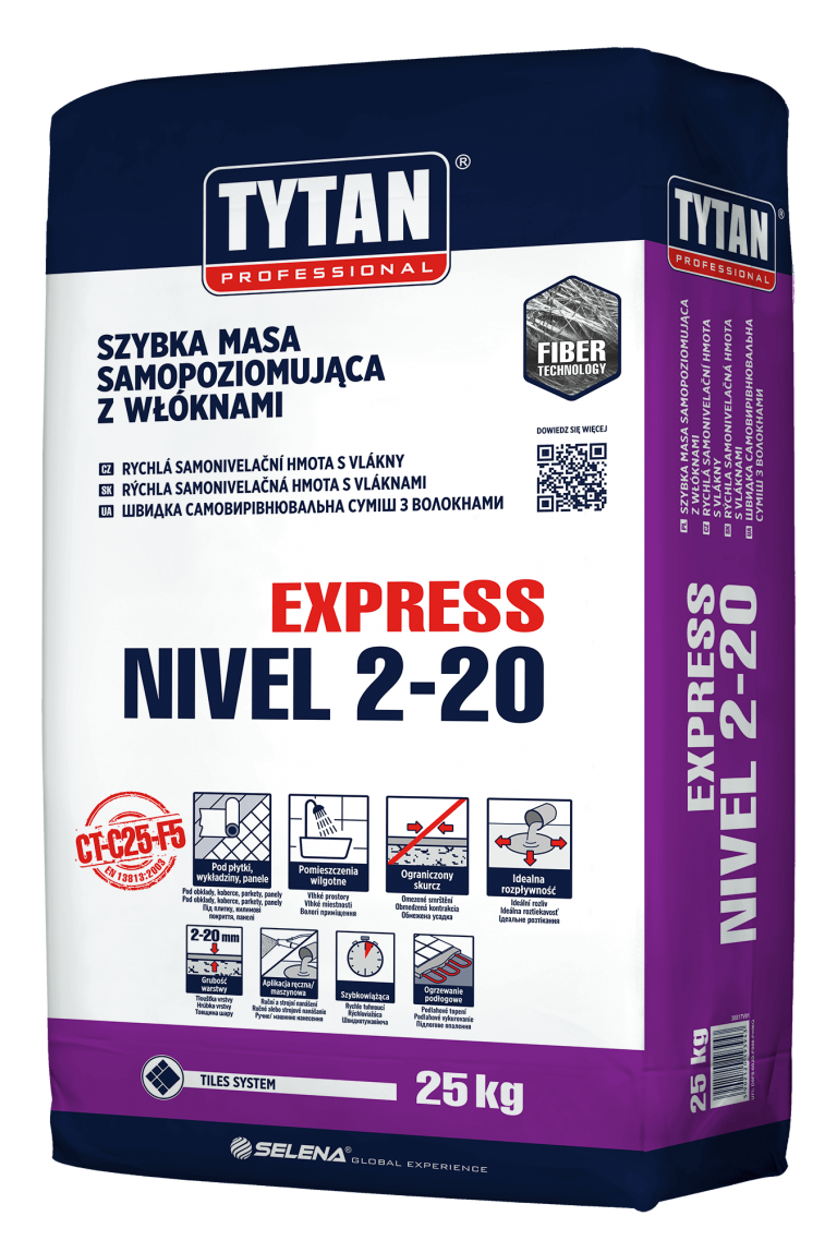 Tytan Professional Szybka Masa Samopoziomująca z włóknami NIVEL 2-20 EXPRESS