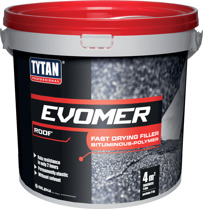 Tytan Professional Evomer Fast Filler - Fast Drying Bitumen-Polymer Roofing Filler